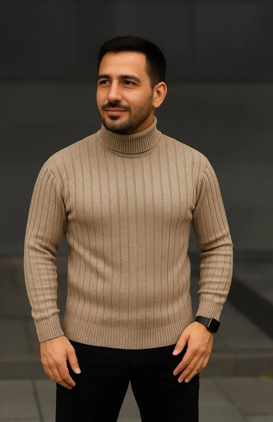 Erkek Fitilli Triko Kazak 3lÜ Set Bej Haki Siyah Regular Balıkcı Yaka Tam Boğazlı Triko Seti Modeli Kazak Somersan Giyim | Kadın, Erkek ve Çocuk Moda