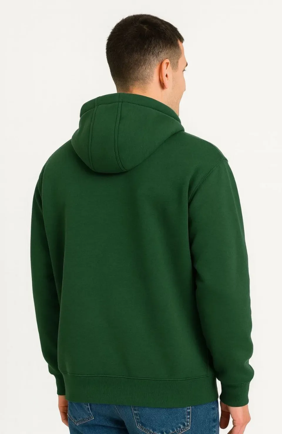 Erkek Ovarsize Kapüşonlu Swetshirt Kanguru Çepli Cıtcıtlı 3 iplik Şardonlu Hoodie - Haki