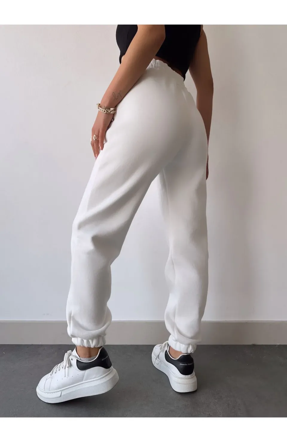 Üç İplik Basic Lastikli Eşofman Pantolon - Beyaz Somersan Giyim | Kadın, Erkek ve Çocuk Moda