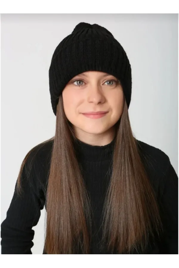 Kadın Dokuma Triko Bere - Siyah