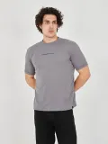 Unisex Jakar Kumaş Slim Fit T-Shirt - Boyalı Gri