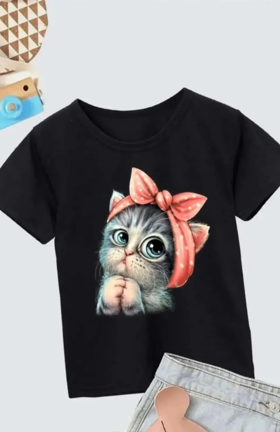 Çocuk Unisex Baskılı T-Shirt - Siyah