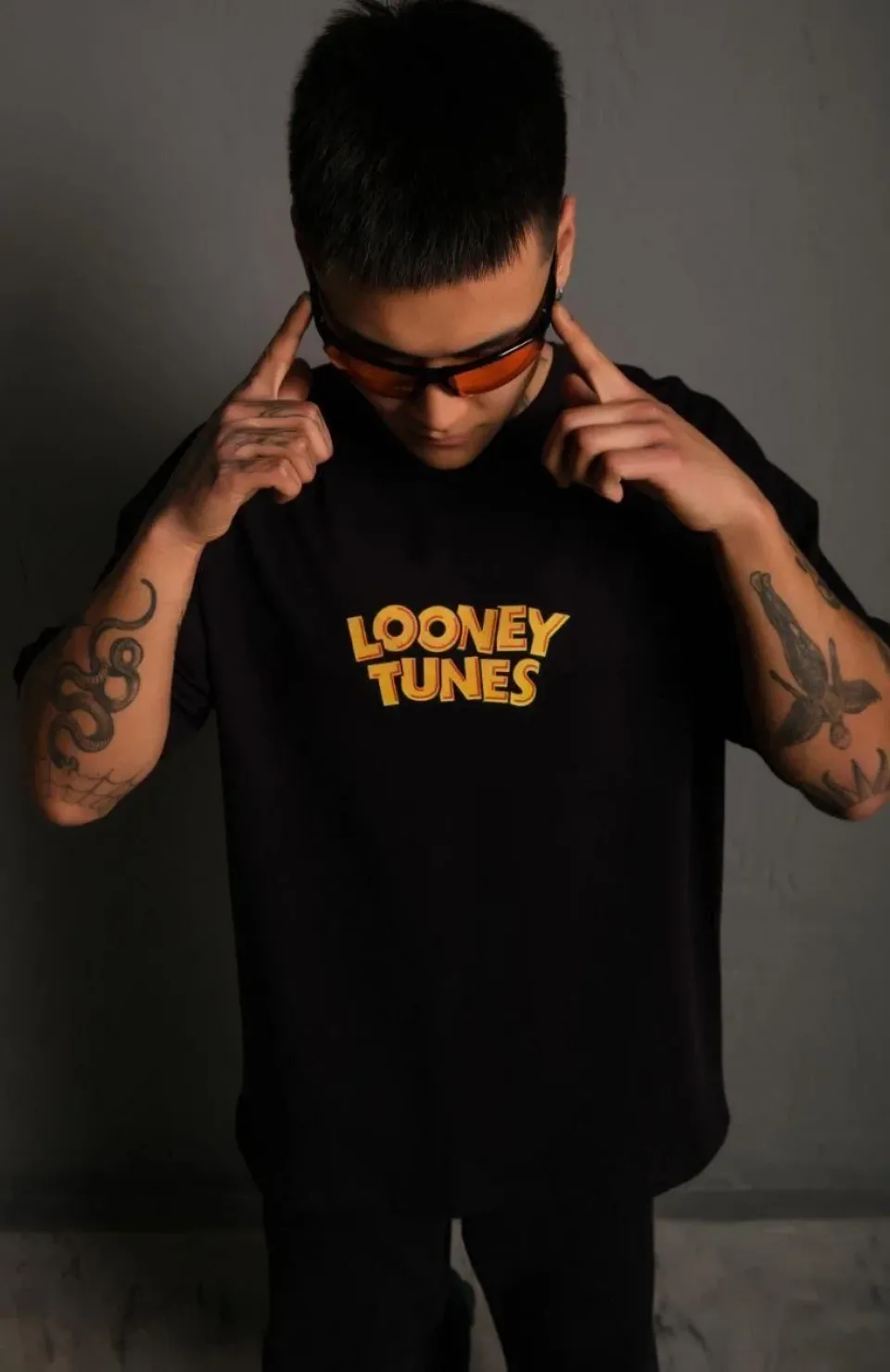 Erkek Dijital Baskılı T-Shirt - Siyah