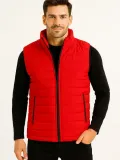 Erkek Şişme Fermuarlı Yelek Su itici Kapitone Astarlı Kumaş Cepli Hafif Kışlık Spor Rahat Kalıp - Kırmızı Somersan Giyim | Kadın, Erkek ve Çocuk Moda