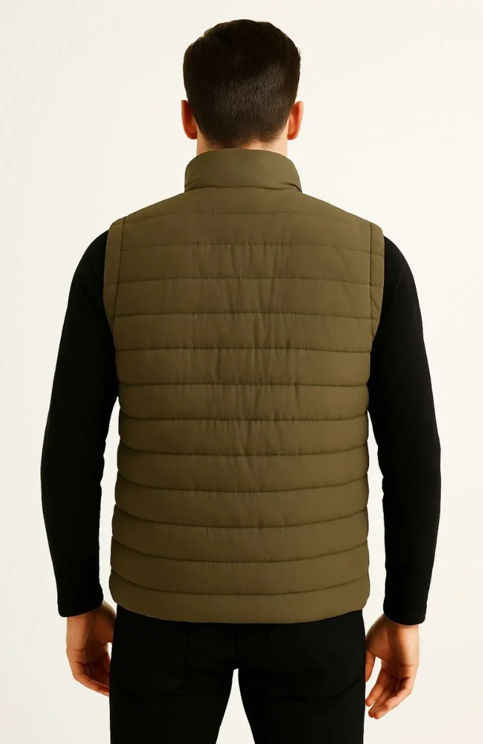 Erkek Şişme Fermuarlı Yelek Su itici Kapitone Astarlı Kumaş Cepli Hafif Kışlık Spor Rahat Kalıp - Haki Somersan Giyim | Kadın, Erkek ve Çocuk Moda
