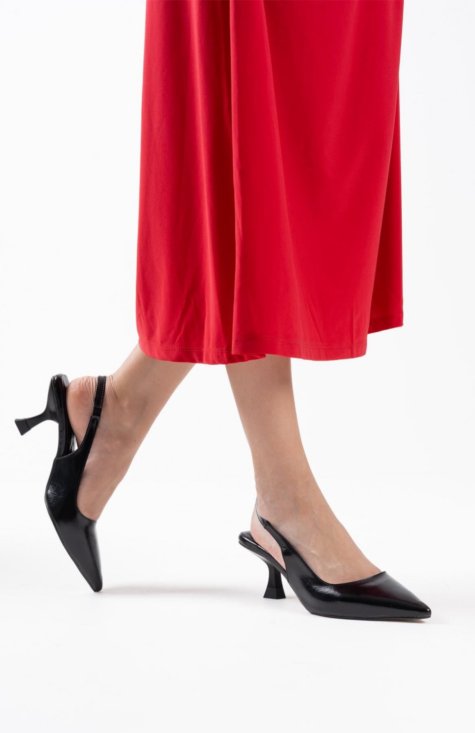 Kadın Siyah Kırışık Rugan Topuklu Ayakkabı TR08MS08C Somersan Giyim | Kadın, Erkek ve Çocuk Moda