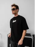 Erkek Baskılı Oversize T-shirt - Siyah