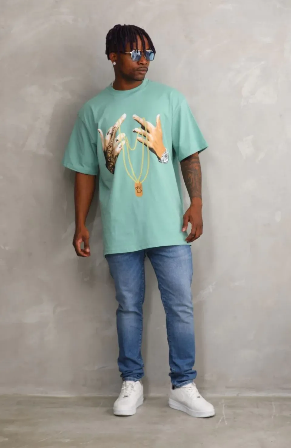 Unisex Baskılı Oversize T-Shirt - Mint Yeşili Somersan Giyim | Kadın, Erkek ve Çocuk Moda