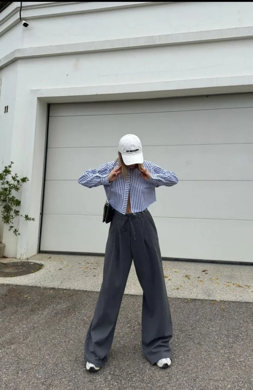 Bağcıklı Palazzo Bol Paça Pantolon - Gri