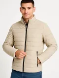 Erkek Bomber Mont Ceket – Su İtici Kumaş, Kapitone Astarlı, Fermuarlı, Kışlık - Bej