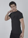 Erkek File Cepli Slim fit T-shirt - Siyah