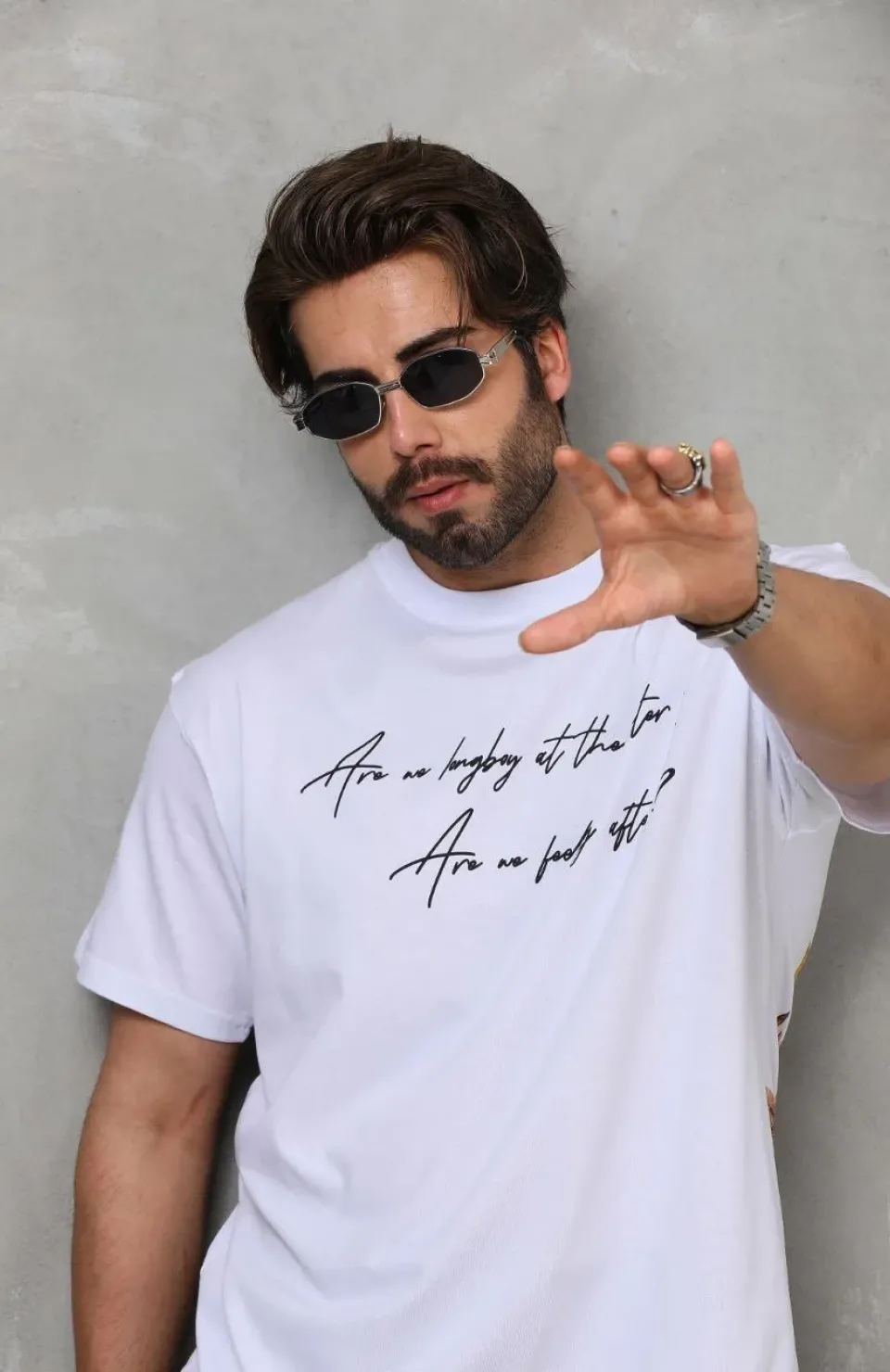 Unisex Bisiklet Yaka Baskılı Oversize T-Shirt - Beyaz Somersan Giyim | Kadın, Erkek ve Çocuk Moda