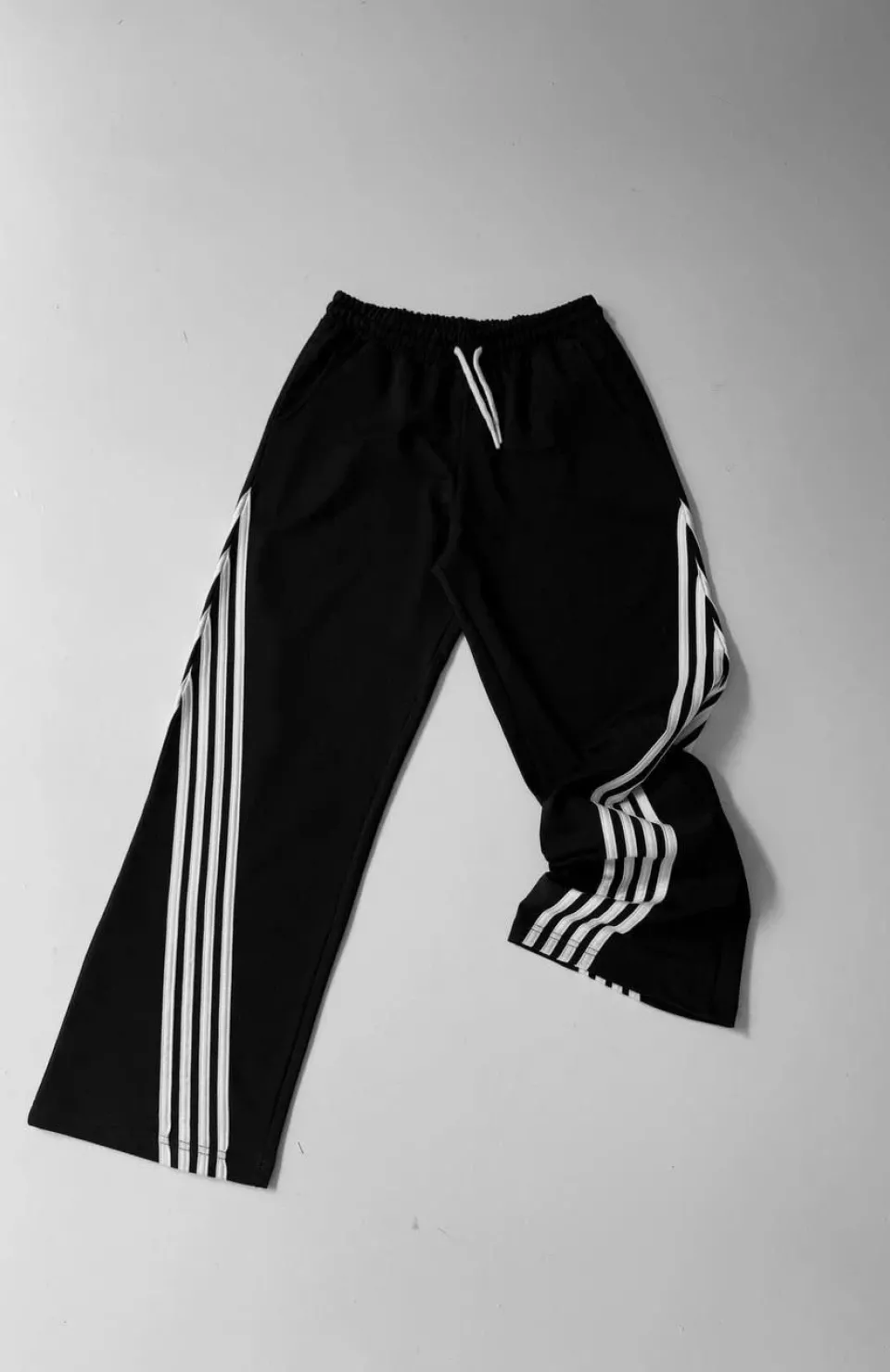 İki İplik Kumaş Şeritli Alt Esofman - Siyah