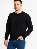 Erkek Üç İplik Düz Bisiklet Yaka SweatShirt - Siyah