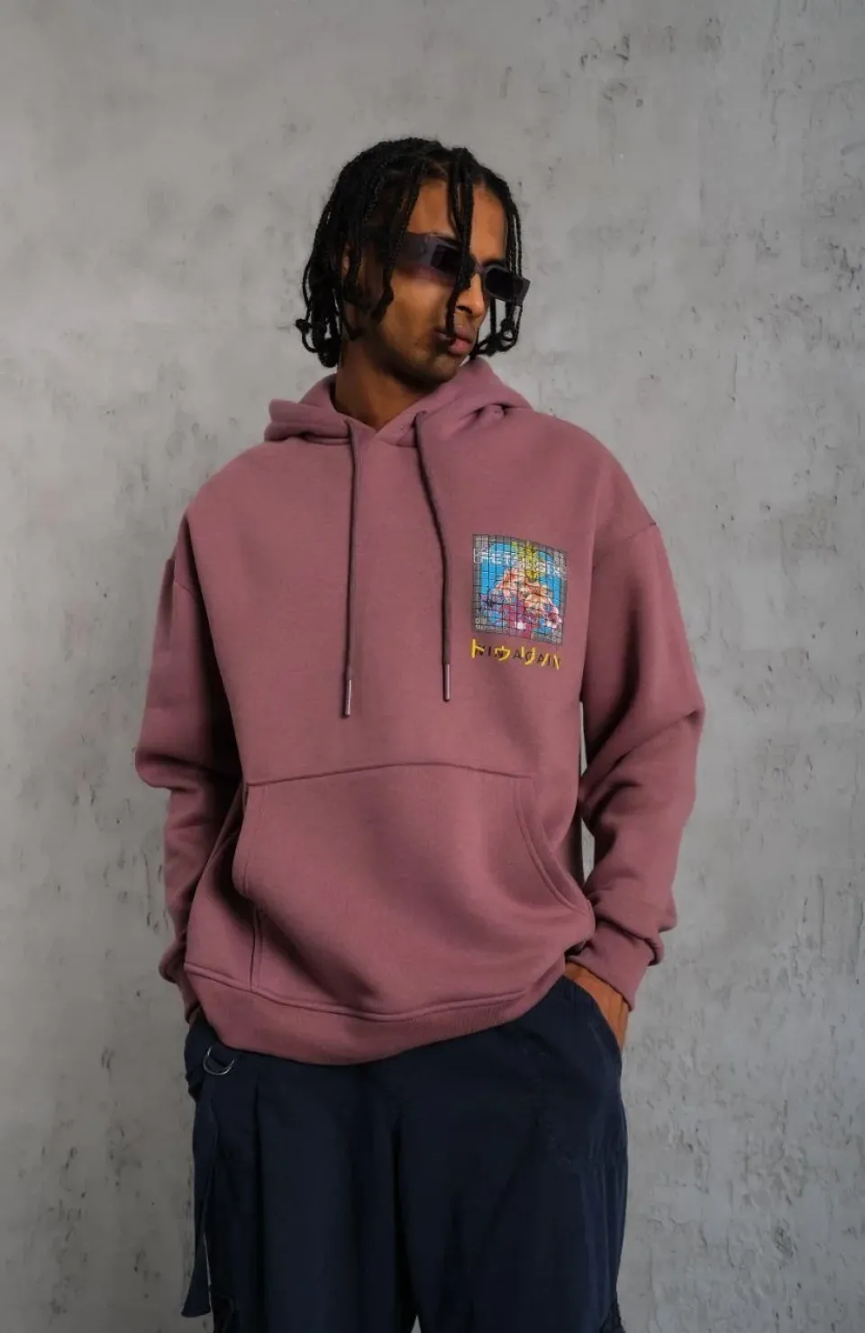 Erkek Patel Six Baskılı Kapüşonlu Sweat - Gül Kurusu Somersan Giyim | Kadın, Erkek ve Çocuk Moda