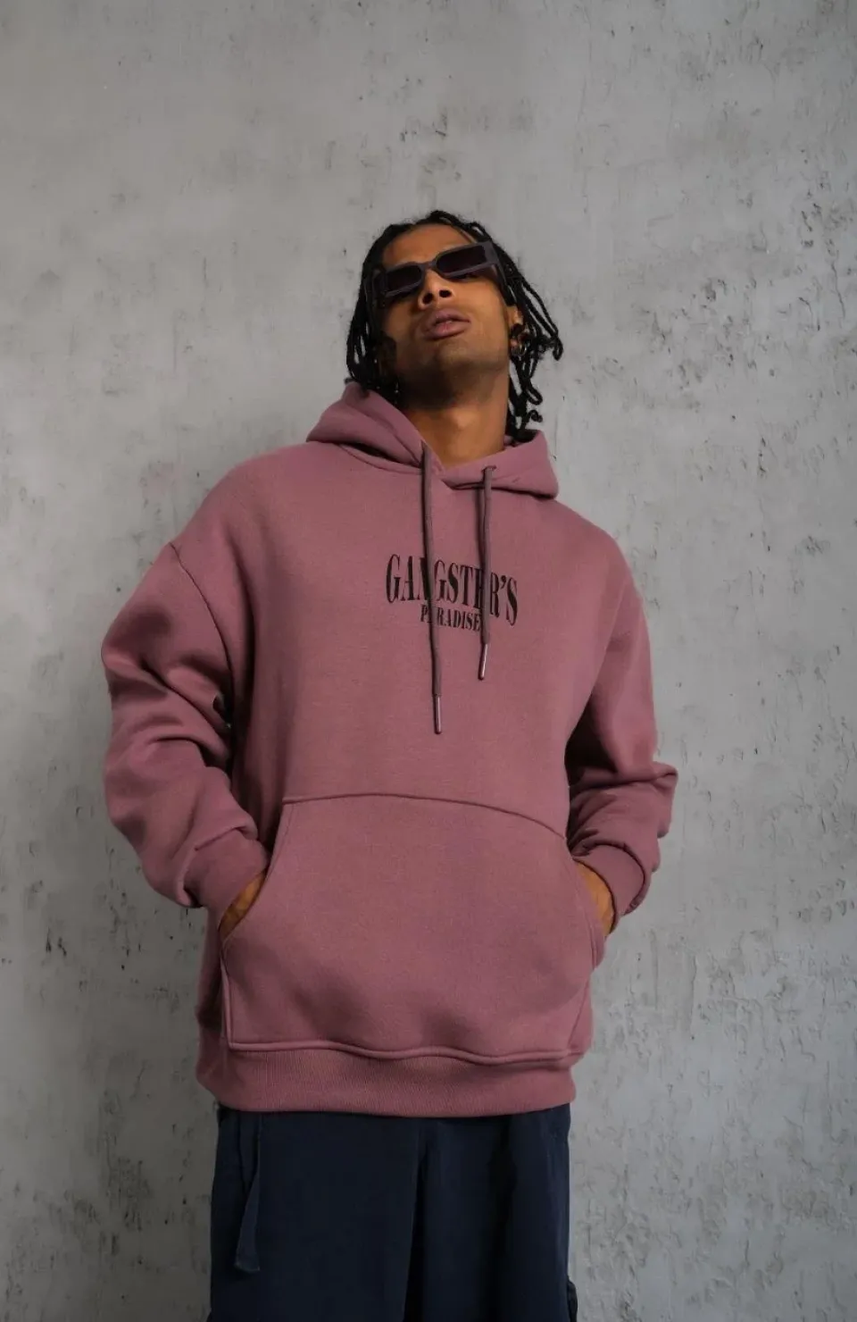 Erkek Paradise Baskılı Kapüşonlu Sweat - Gül Kurusu Somersan Giyim | Kadın, Erkek ve Çocuk Moda