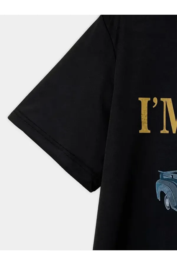 Erkek Vintage Araba Grafik T-Shirt - 