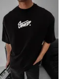Erkek Baskılı Oversize T-shirt - Siyah