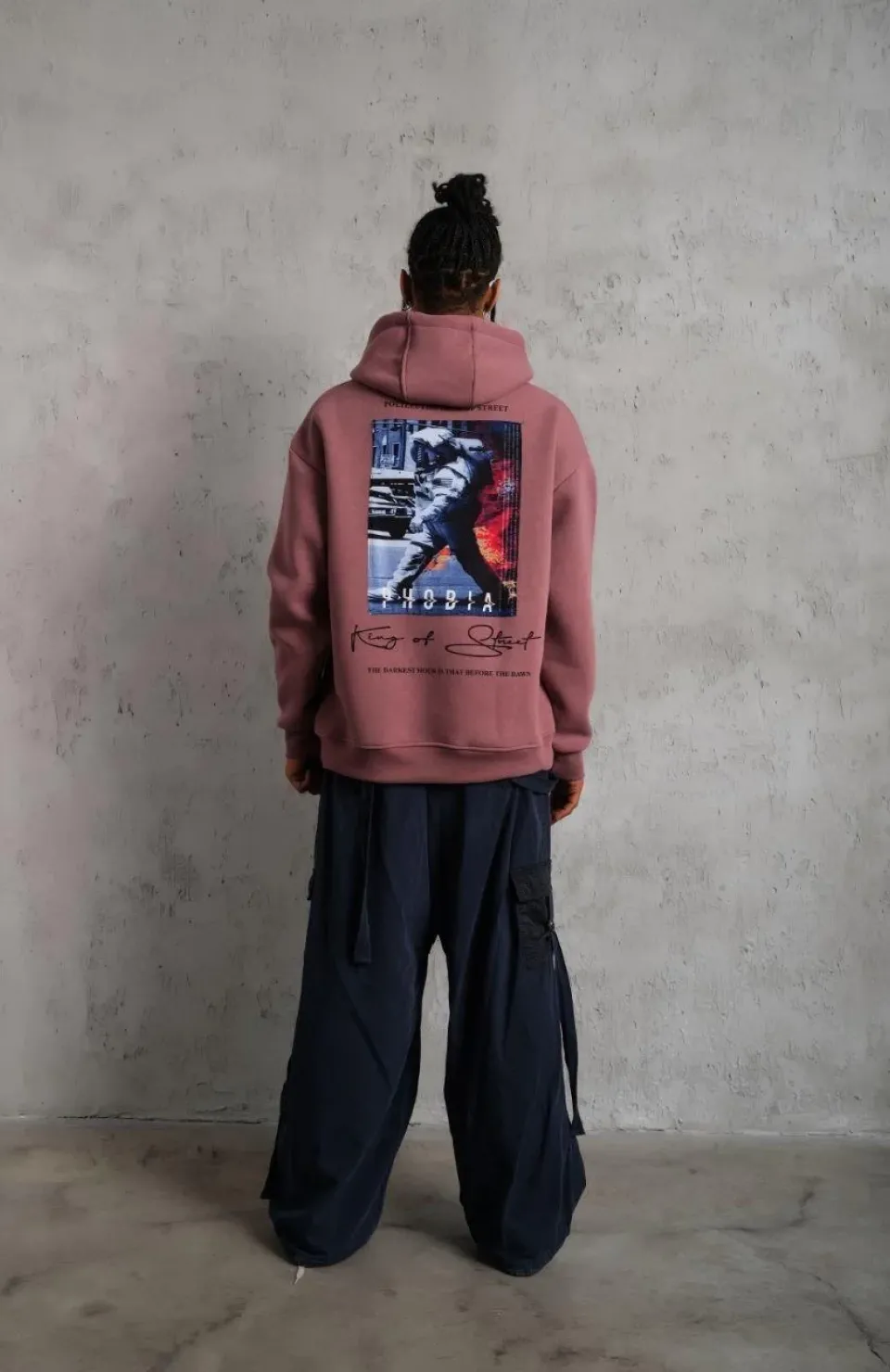 Erkek Astronot Baskılı Kapüşonlu Sweat - Gül Kurusu Somersan Giyim | Kadın, Erkek ve Çocuk Moda