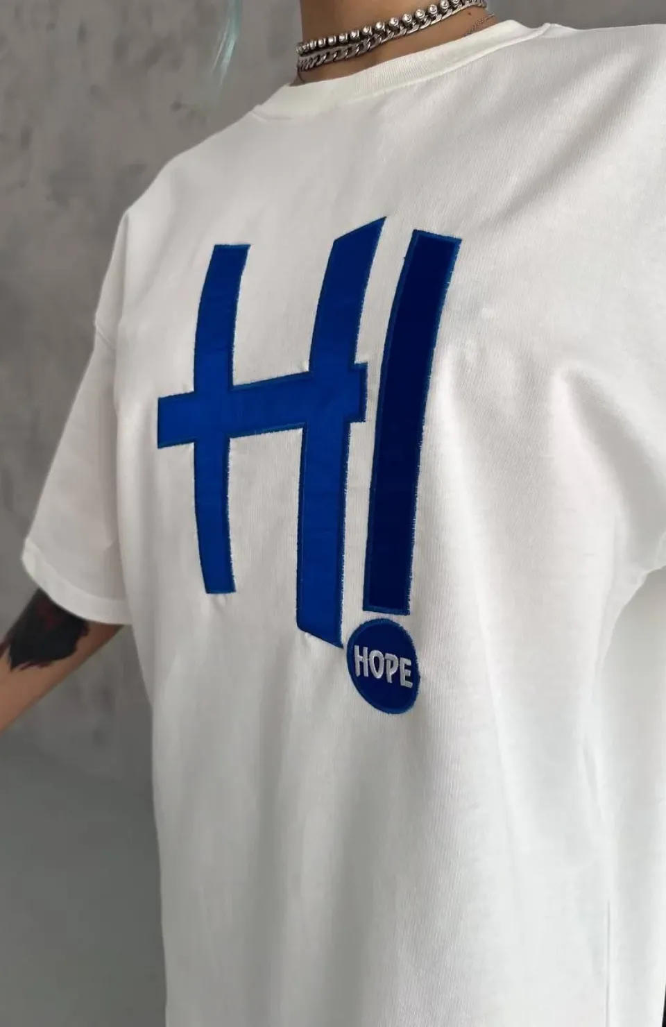 Unisex Nakış İşlemeli T-Shirt - Beyaz