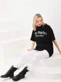 Unisex Baskılı Oversize T-Shirt - Siyah