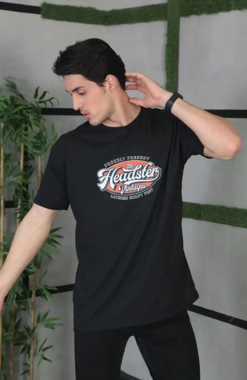 Unisex Baskılı Oversize T-Shirt - Siyah