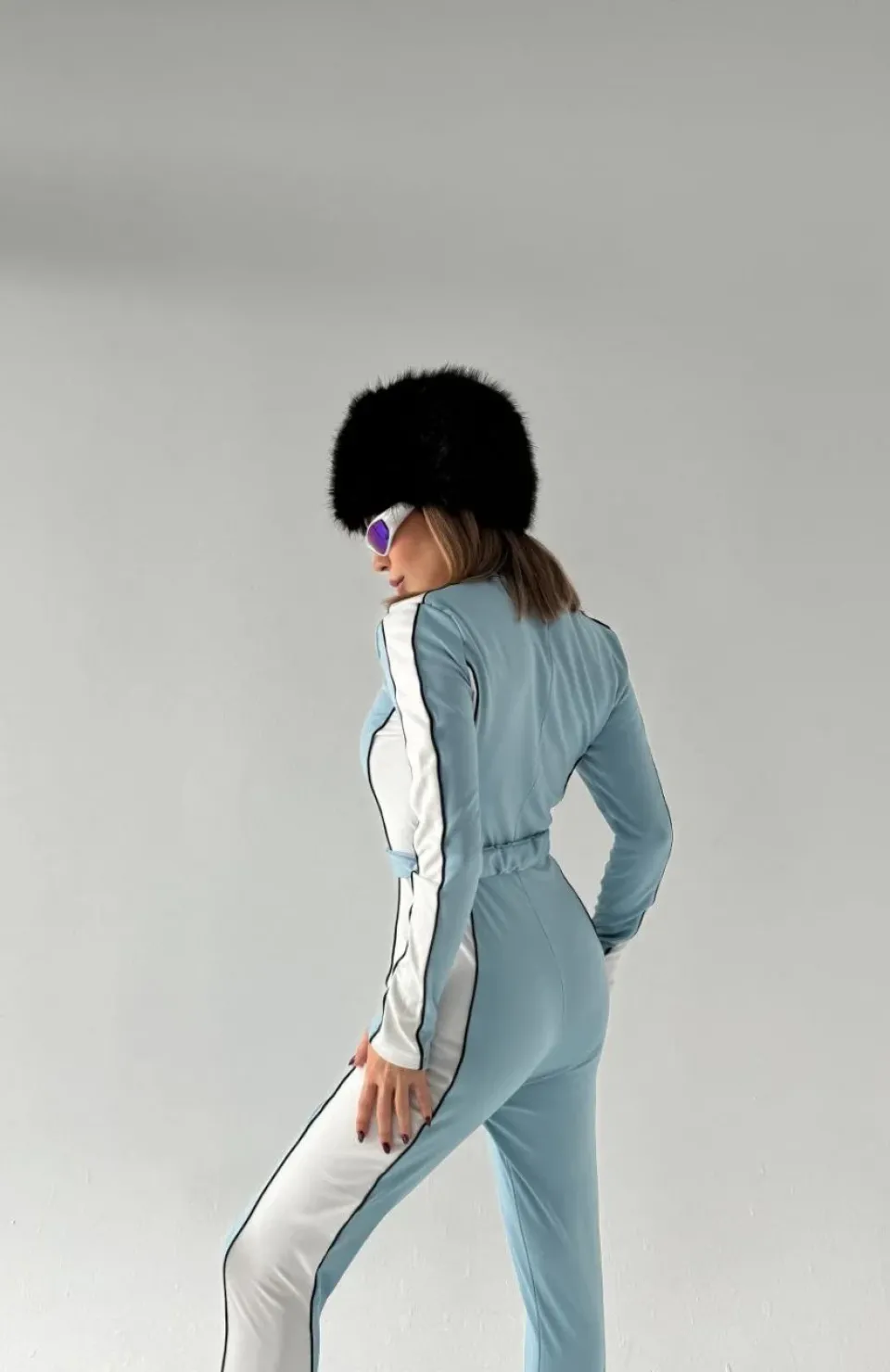 Kemer Detaylı Fermuarlı Tulum - Bebe Mavisi