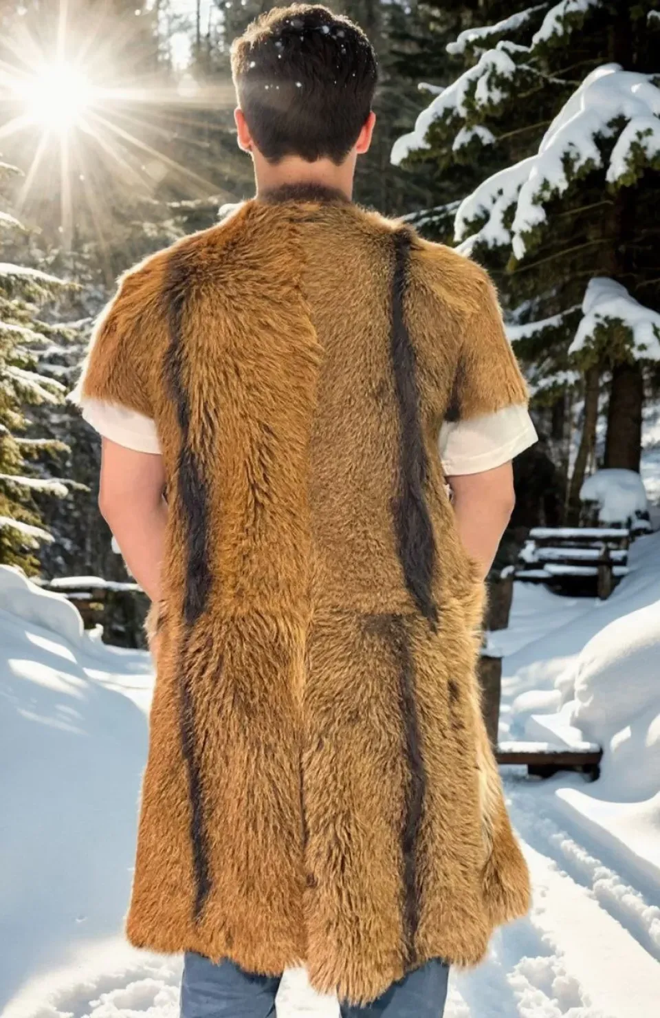 Unisex Kolsuz Uzun Yelek - Kahve