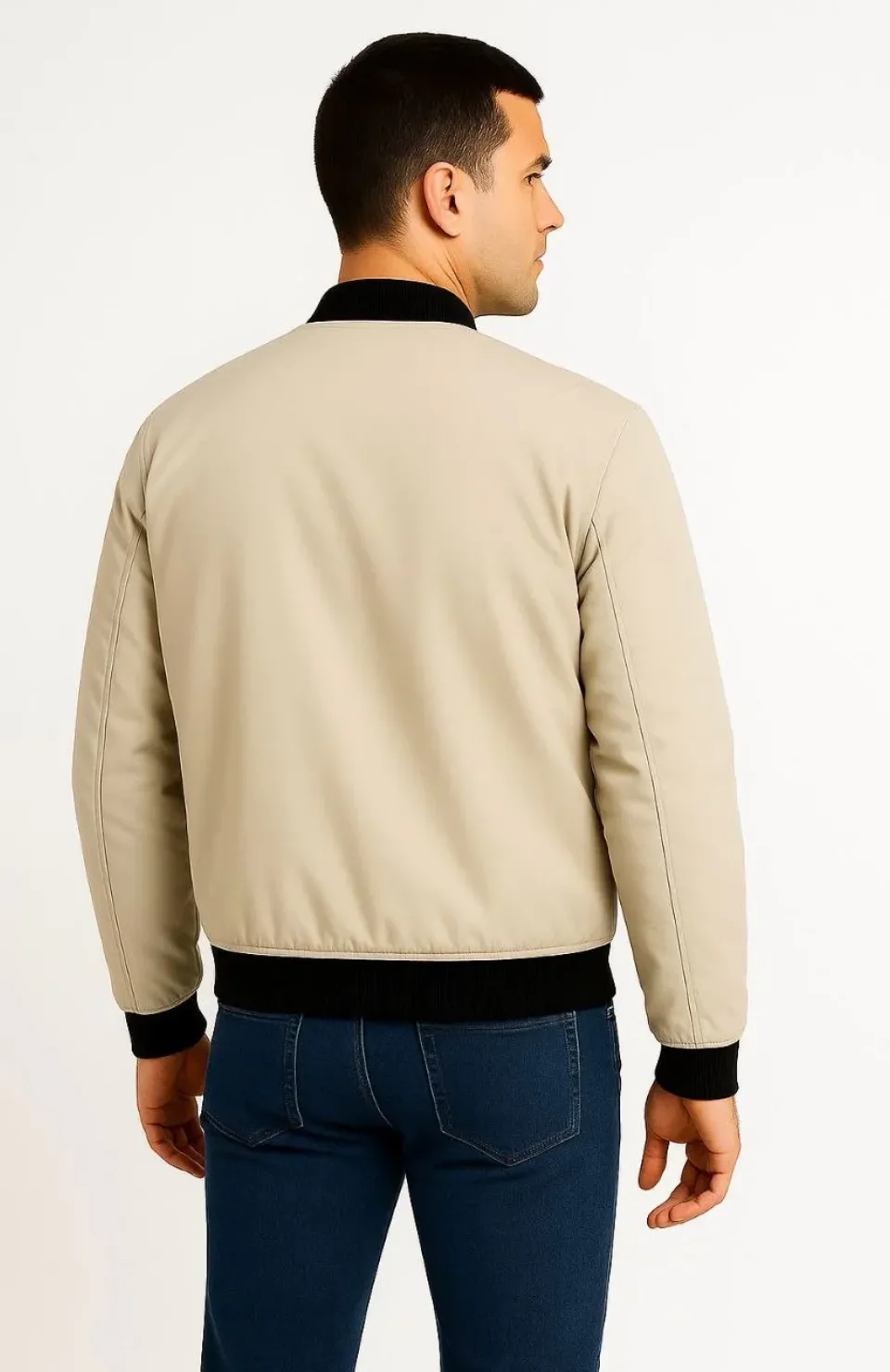 Erkek Bomber Mont Ceket – Fermuarlı, Kapitone İçi Astarlı, Su İtici Kumaş, Regular Fit, Uzun Kollu, Yandan Cepli, Bahar & Kış Rahat Günlük Stil - Bej