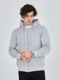 Unisex Tam Fermuarlı Kapşonlu  SweatShirt - Gri Somersan Giyim | Kadın, Erkek ve Çocuk Moda