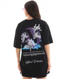 Unisex Bisiklet Yaka Baskılı Oversize T-Shirt - Siyah Somersan Giyim | Kadın, Erkek ve Çocuk Moda