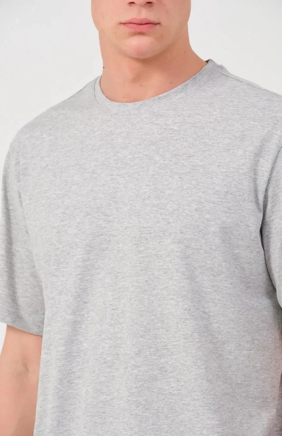 Erkek 24/1 Düz A Kalite Oversize T-shirt - Gri