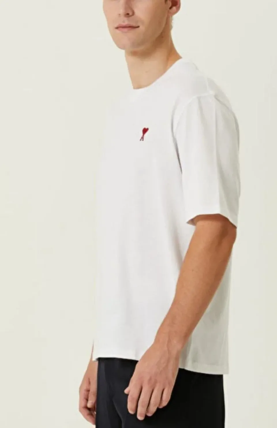 Unisex Bisiklet Yaka Baskılı Oversize T-Shirt - Beyaz