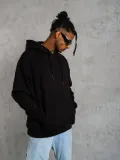 Erkek Düz Kapüşonlu Sweat - Siyah