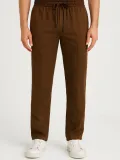 Erkek Keten Pantolon – Cepli, Beli Lastikli ve Bağcıklı, Nefes Alan Rahat Kalıp, Yazlık ve Baharlık Günlük Giyim, Şık & Konforlu Boru Paça Model - Kahverengi