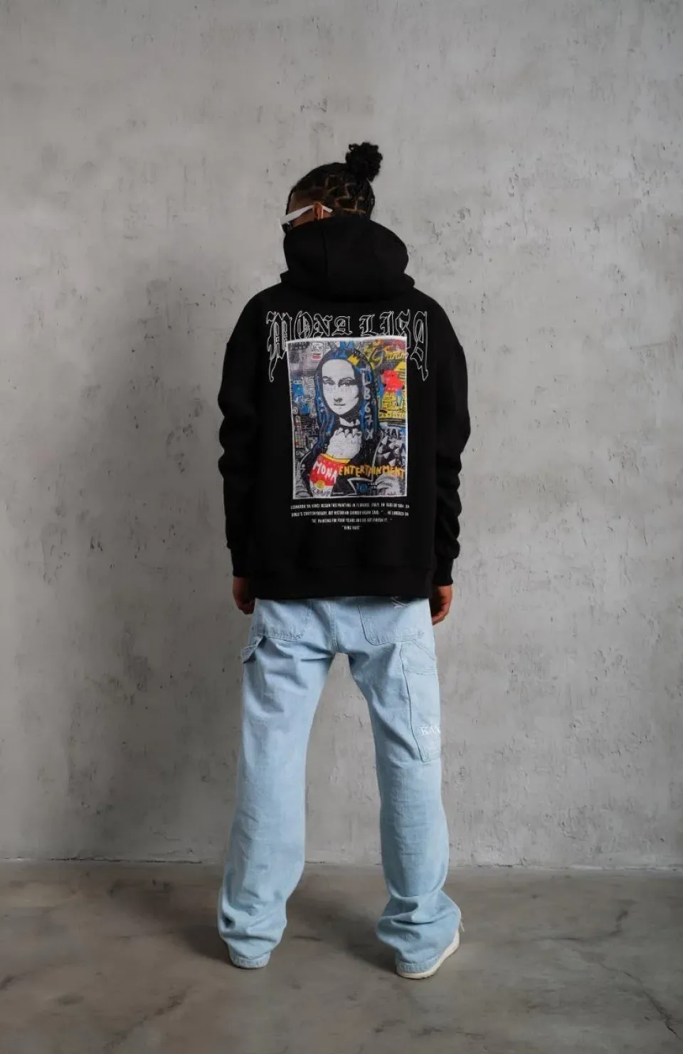 Erkek Baskılı Kapüşonlu ve Kanguru Cepli Sweat - Siyah