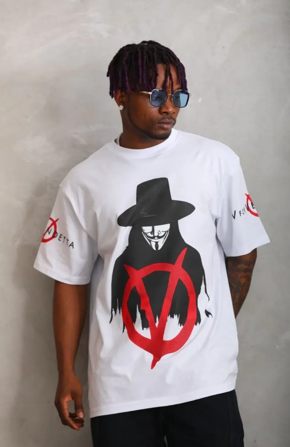 Unisex Oversize Baskılı Bisiklet Yaka T-Shirt - Beyaz