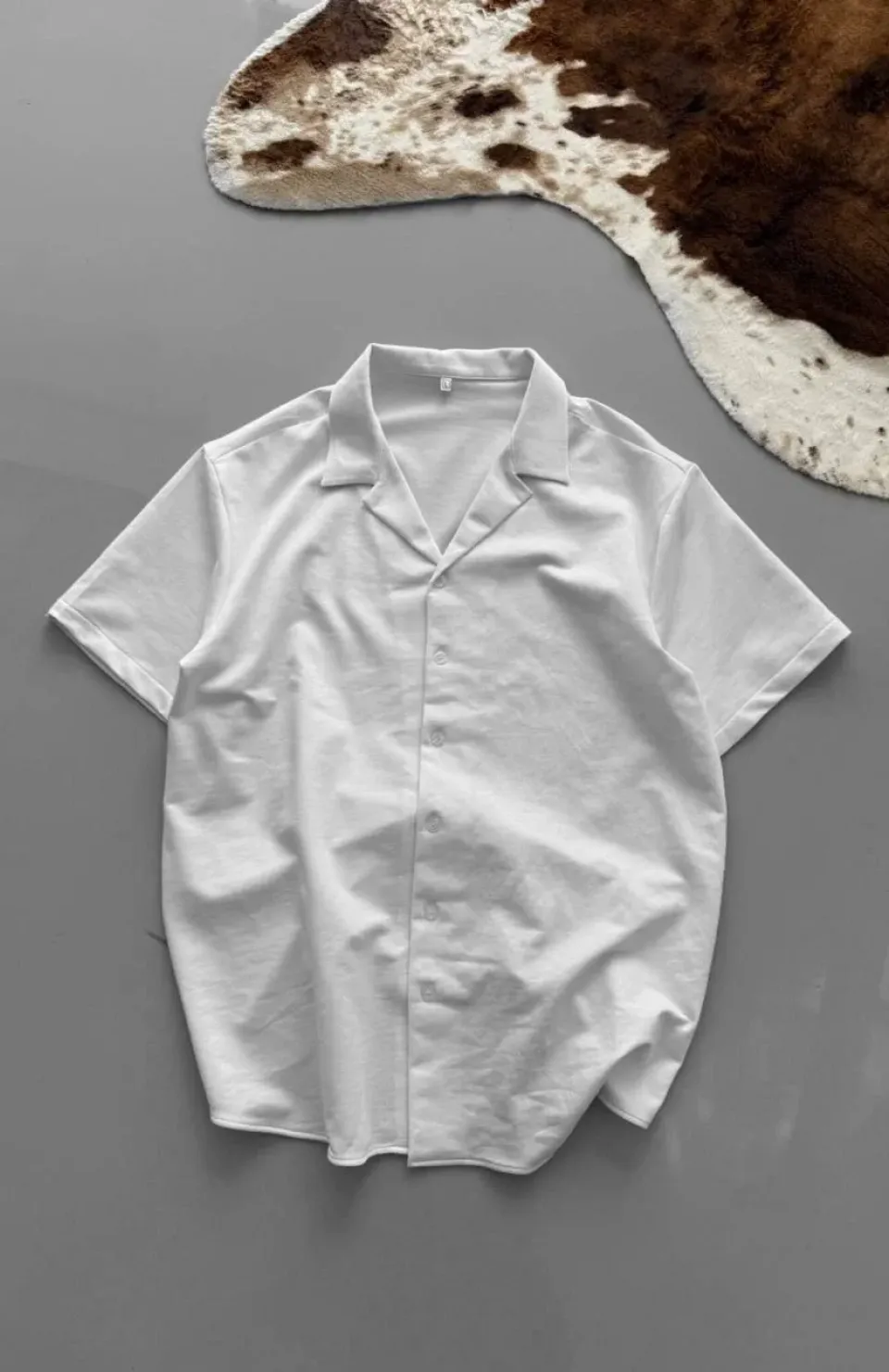 İki İplik Kumaş  Gömlek - Beyaz