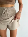 Ayrobin Şortlu Etek - Bej