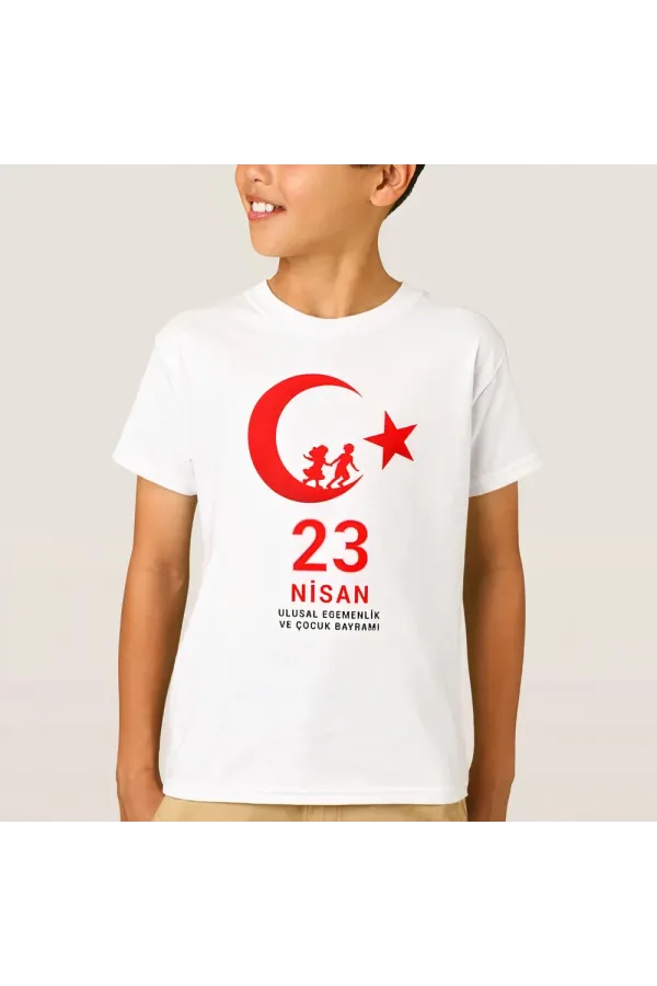 23 Nisan Çocuk Bayramı Baskılı Özel T-shirt - Beyaz