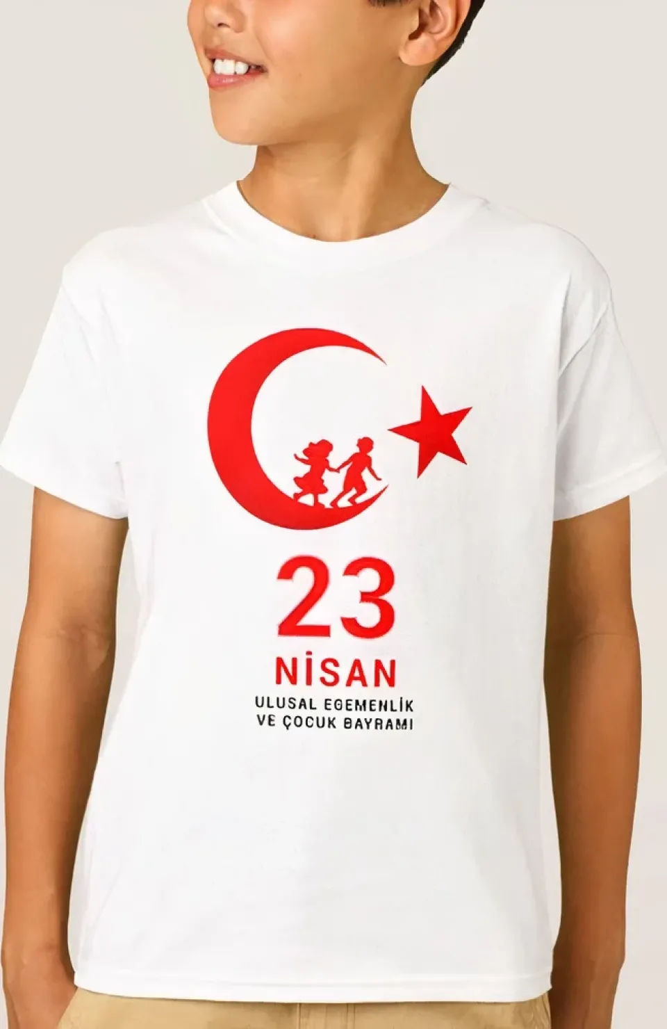 23 Nisan Çocuk Bayramı Baskılı Özel T-shirt - Beyaz Somersan Giyim | Kadın, Erkek ve Çocuk Moda
