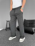 Su Yolu Çizgili Cepli Pantalon - Siyah