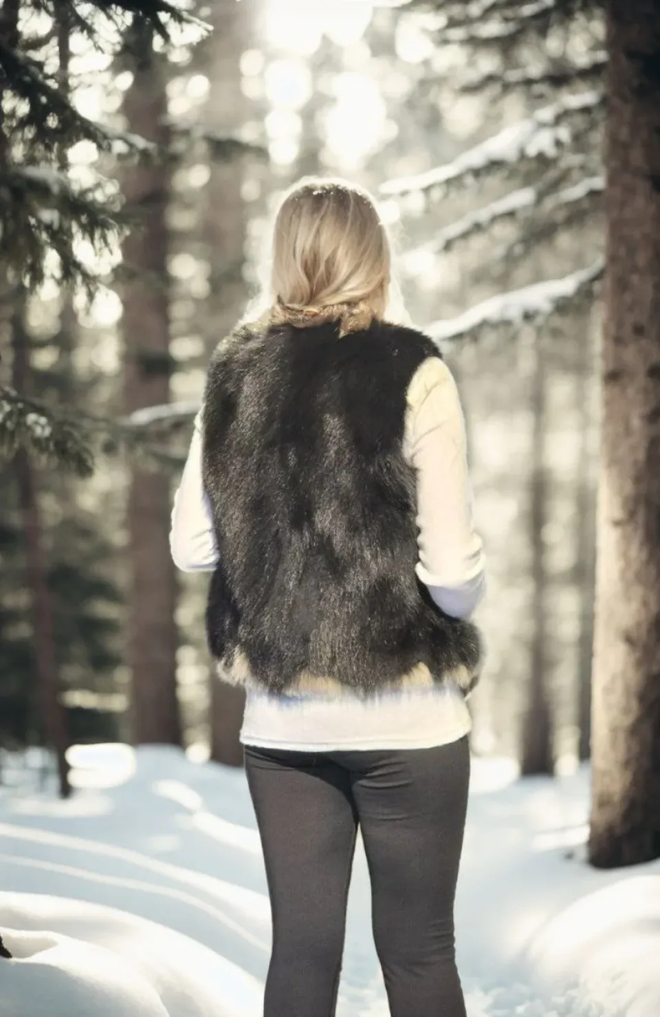 Kadın Kolsuz Fermuarlı Yelek - Siyah