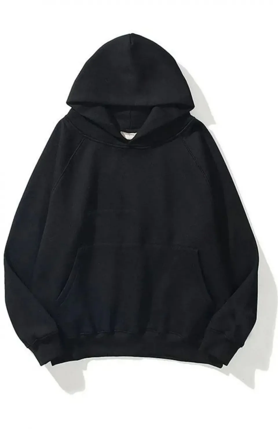 3 İplik Pamuklu Unisex Kapşonlu Sweetshirt - Siyah