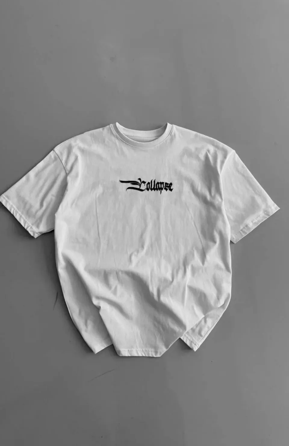 20/1 Penye Compack Baskılı Oversize Bisiklet Yaka Kısa Kol Yazlık T-shirt - Beyaz