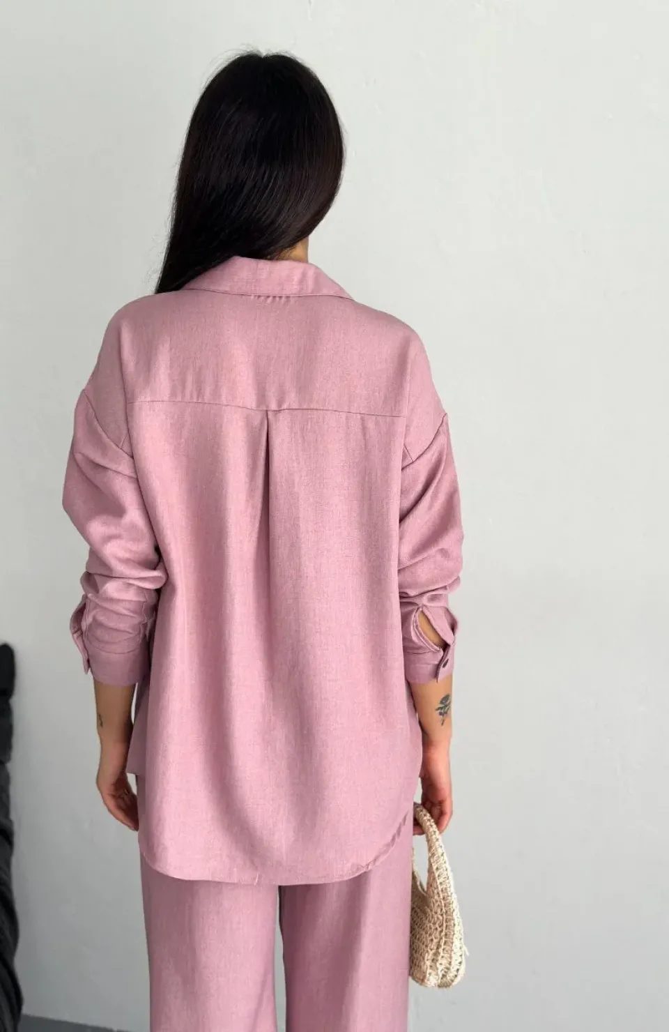 Gömlek Pantolon ikili Takım - Toz Pembe