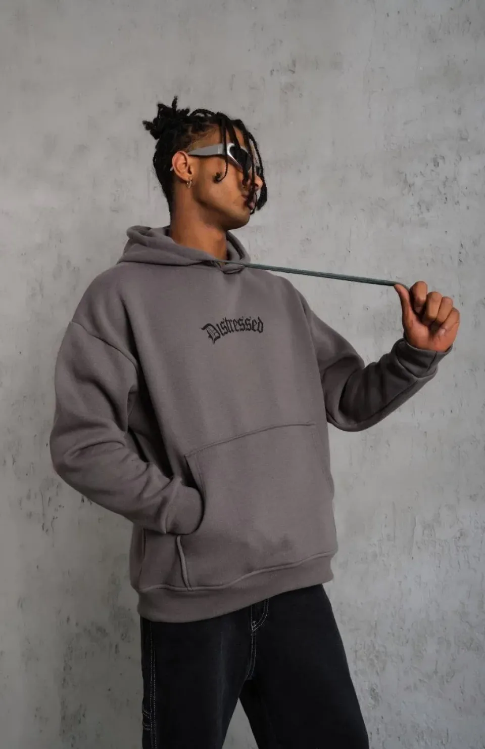 Erkek Üç İplik Baskılı Kapüşonlu Sweat - Gri Somersan Giyim | Kadın, Erkek ve Çocuk Moda