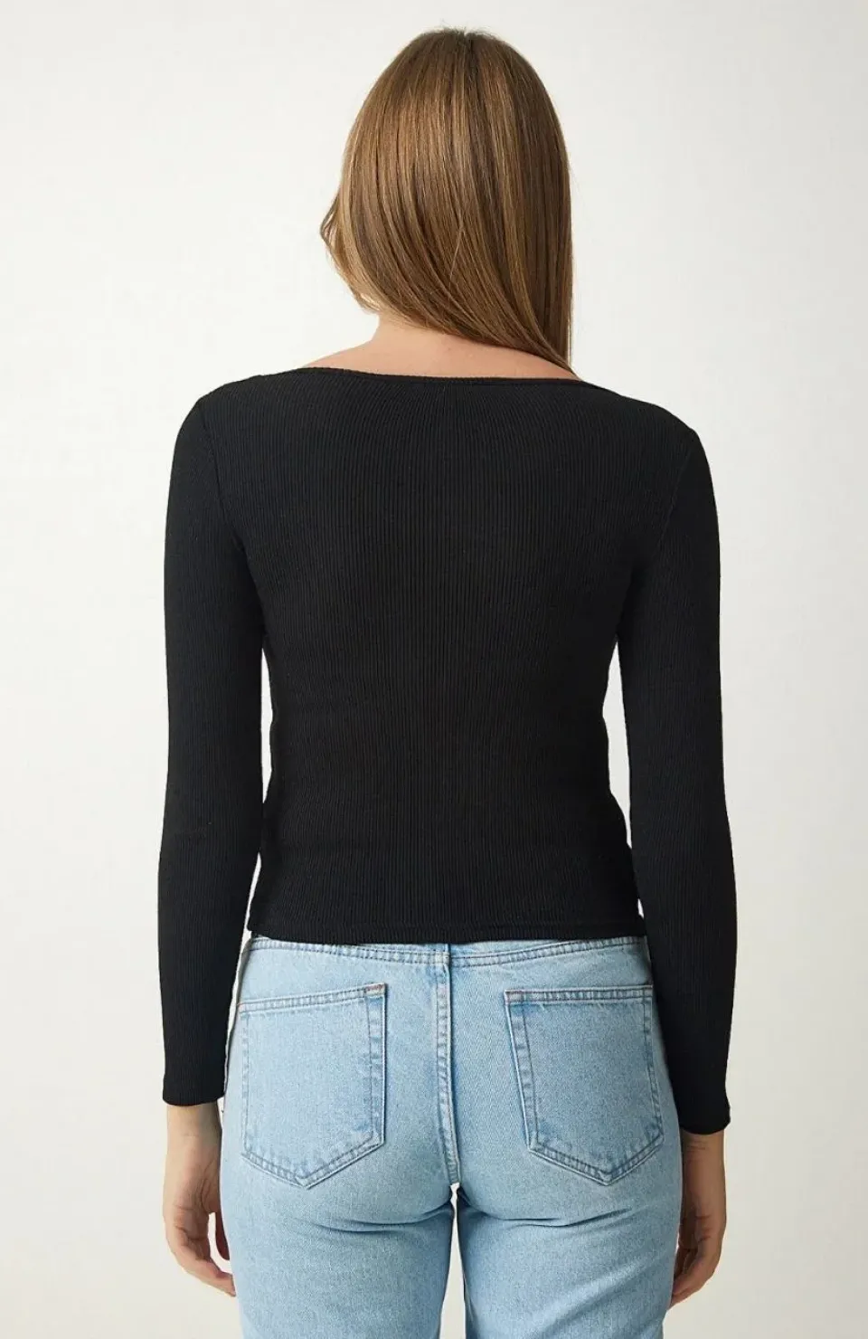 Kadın Fitilli Likralı Body Crop - Siyah Somersan Giyim | Kadın, Erkek ve Çocuk Moda