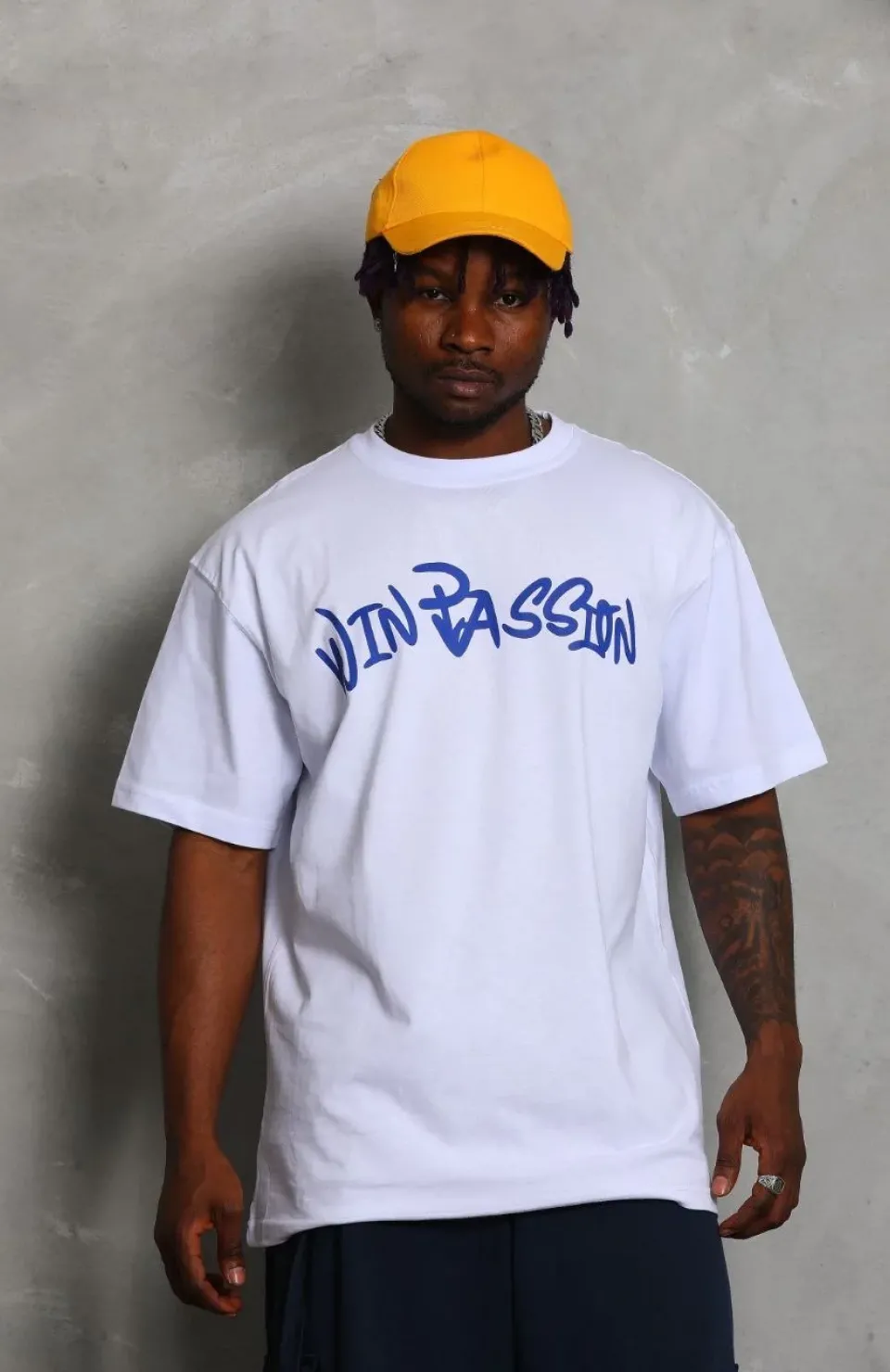 Unisex Oversize Baskılı Bisiklet Yaka T-Shirt - Beyaz