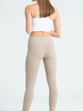 Kadın Yüksek Bel Fitilli Tayt - Bej